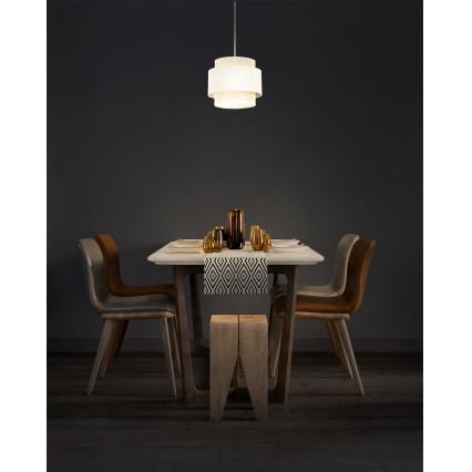 Підвісна люстра BOHO на шнурі, 1xE27/60W/230V, діаметр 20 см, кремова/джут