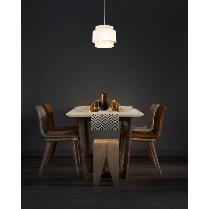 Підвісна люстра BOHO на шнурі, 1xE27/60W/230V, діаметр 20 см, кремова/джут