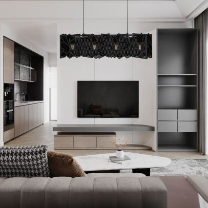 Підвісна люстра CAMO 4xE27/15W/230V чорний