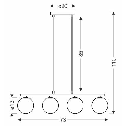 Підвісна люстра CARRINE 4xE14/40W/230V коричневий