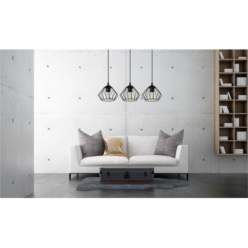 Підвісна люстра CEED 3xE27/60W/230V чорний