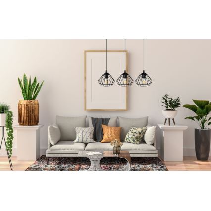 Підвісна люстра CEED 3xE27/60W/230V чорний