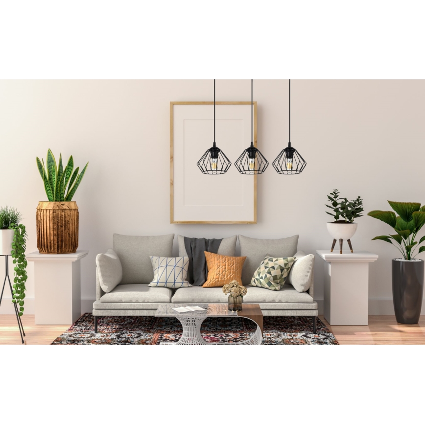 Підвісна люстра CEED 3xE27/60W/230V чорний