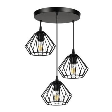 Підвісна люстра CEED 3xE27/60W/230V чорний