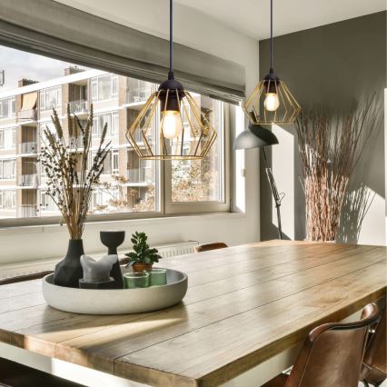 Підвісна люстра CEED GOLD 1xE27/60W/230V діаметр 17,5 см чорний/золотий