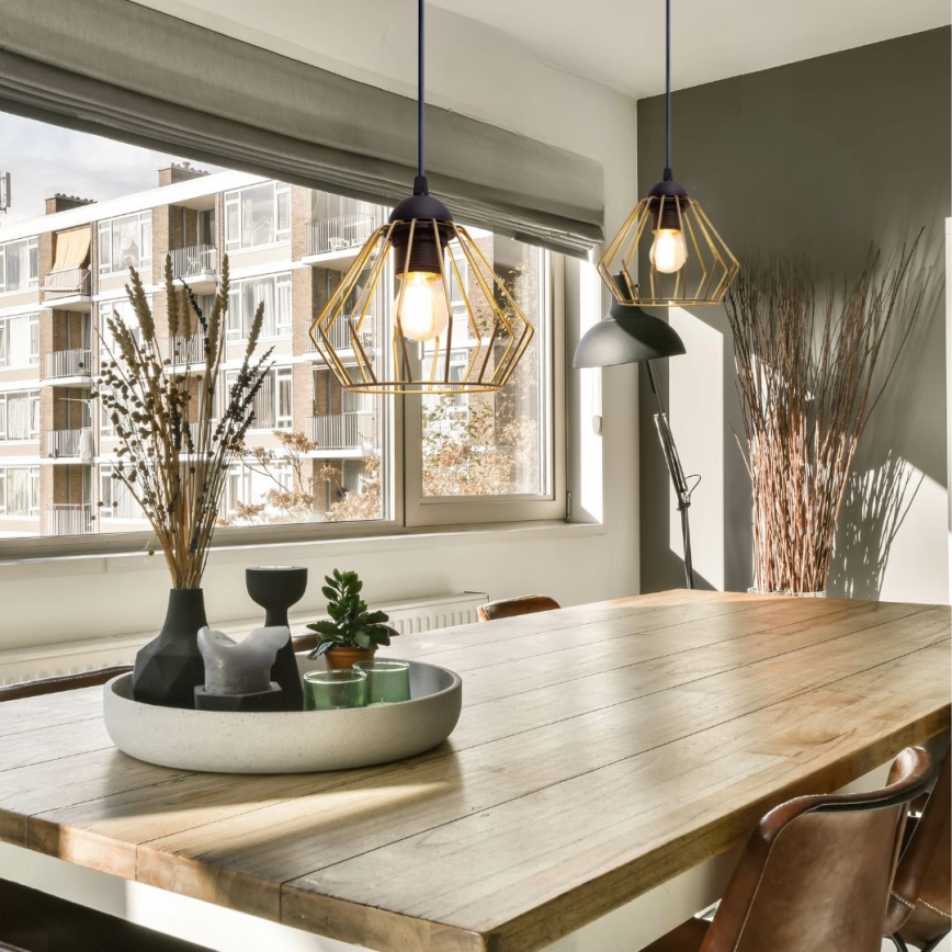 Підвісна люстра CEED GOLD 1xE27/60W/230V діаметр 17,5 см чорний/золотий