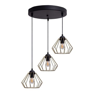 Підвісна люстра CEED GOLD 3xE27/60W/230V діаметр 45 см чорний/золотий