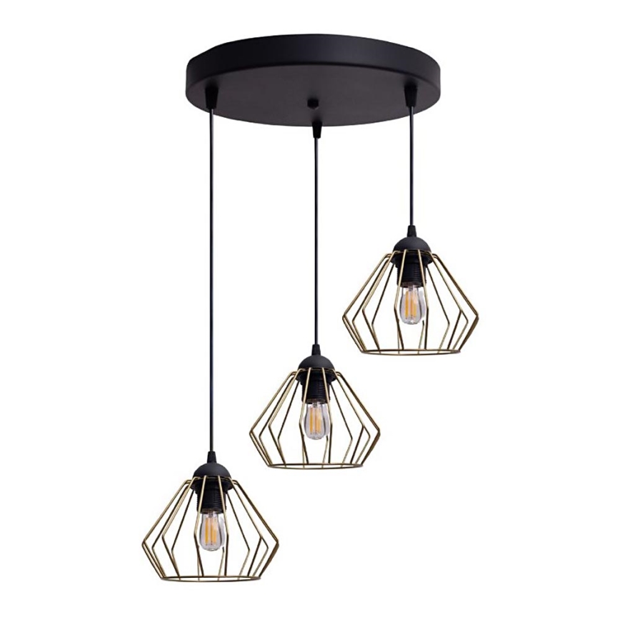 Підвісна люстра CEED GOLD 3xE27/60W/230V діаметр 45 см чорний/золотий