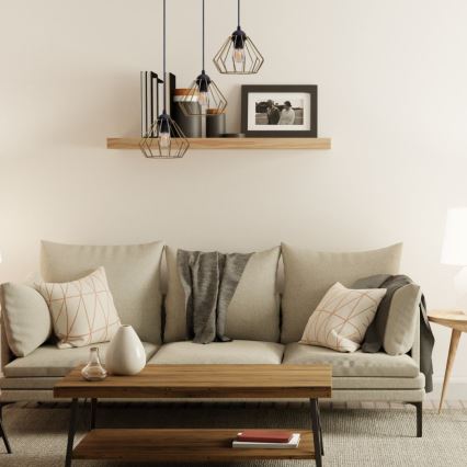 Підвісна люстра CEED GOLD 3xE27/60W/230V діаметр 45 см чорний/золотий