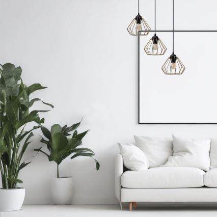 Підвісна люстра CEED GOLD 3xE27/60W/230V діаметр 45 см чорний/золотий