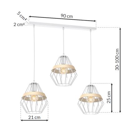 Підвісна люстра CLIF 3xE27/60W/230V