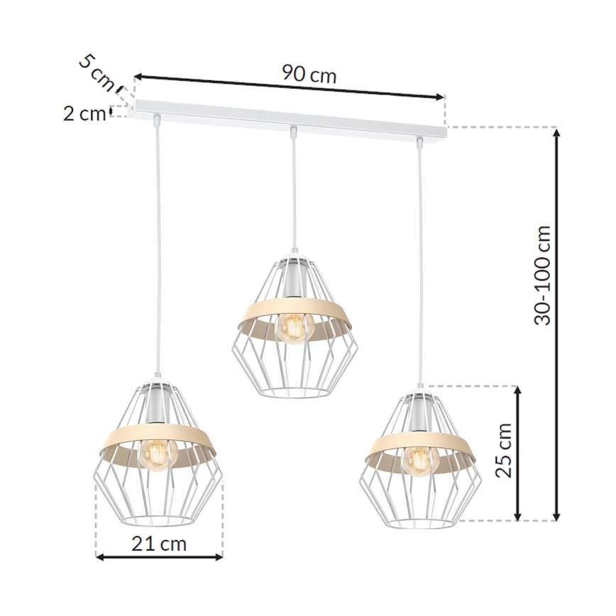 Підвісна люстра CLIF 3xE27/60W/230V