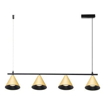 Підвісна люстра CONE 4xGU10/10W/230V золотий/чорний