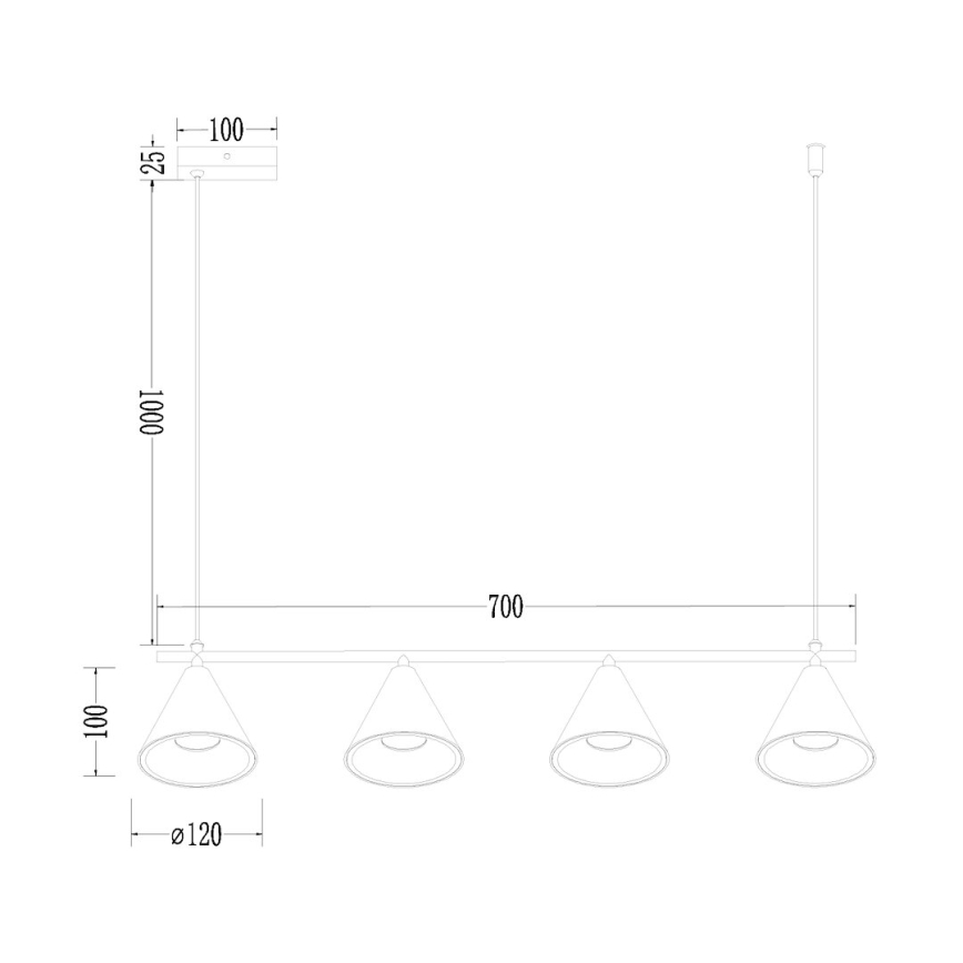 Підвісна люстра CONE 4xGU10/10W/230V золотий/чорний