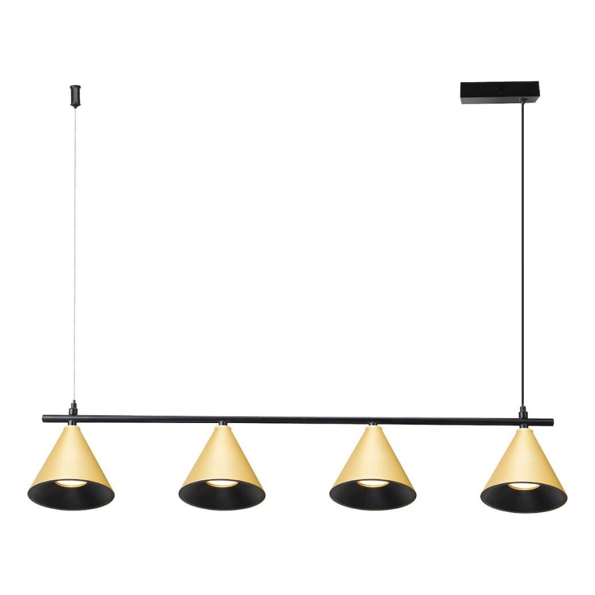Підвісна люстра CONE 4xGU10/10W/230V золотий/чорний