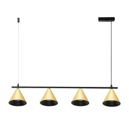 Підвісна люстра CONE 4xGU10/10W/230V золотий/чорний
