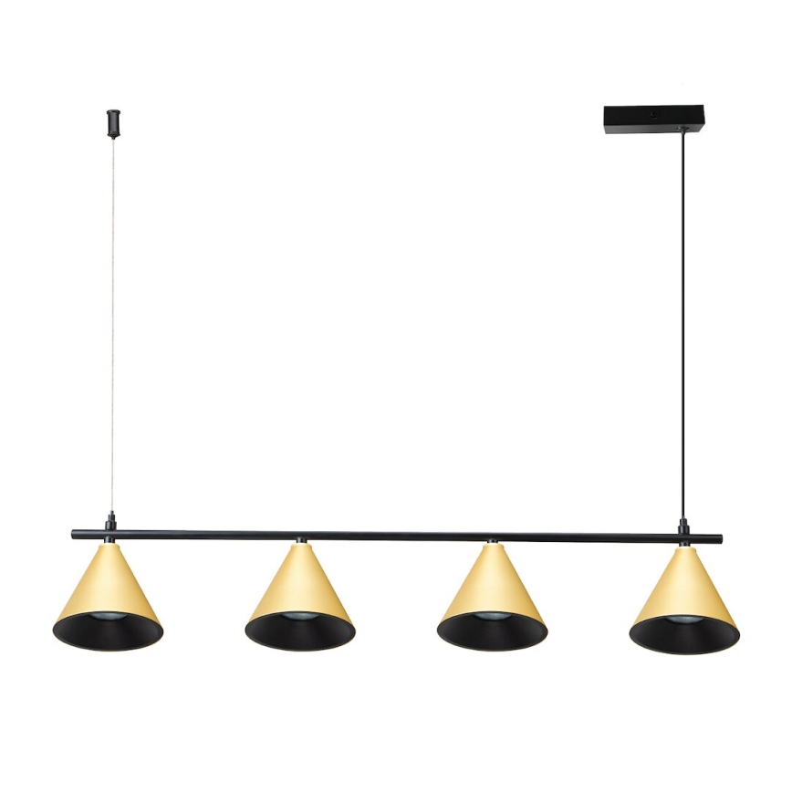 Підвісна люстра CONE 4xGU10/10W/230V золотий/чорний