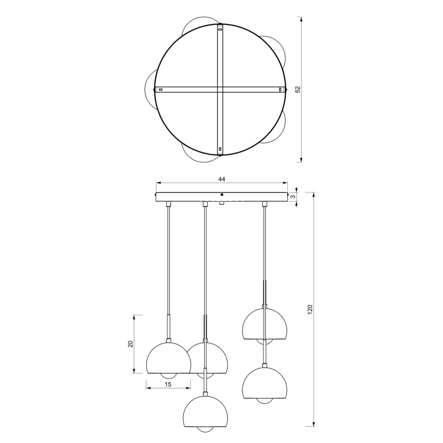 Підвісна люстра COOL 5xE27/60W/230V чорний