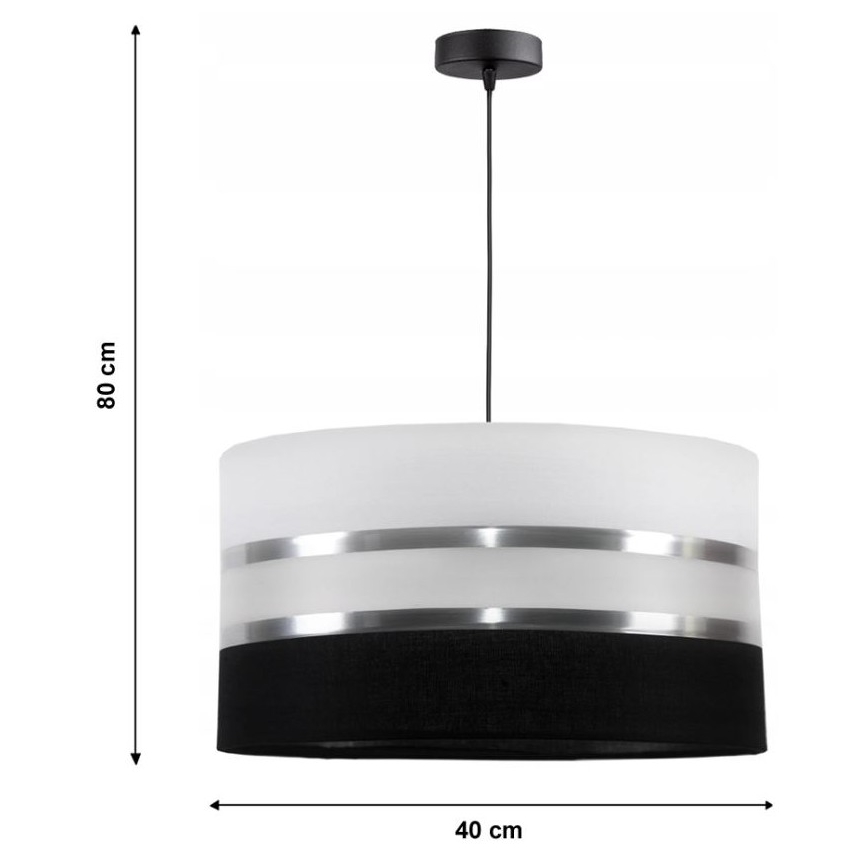 Підвісна люстра CORAL 1xE27/60W/230V чорно-білий