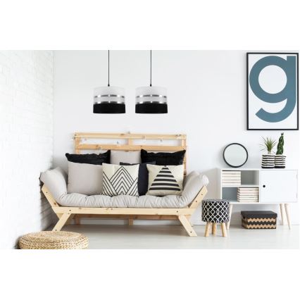 Підвісна люстра CORAL 2xE27/60W/230V чорно-білий