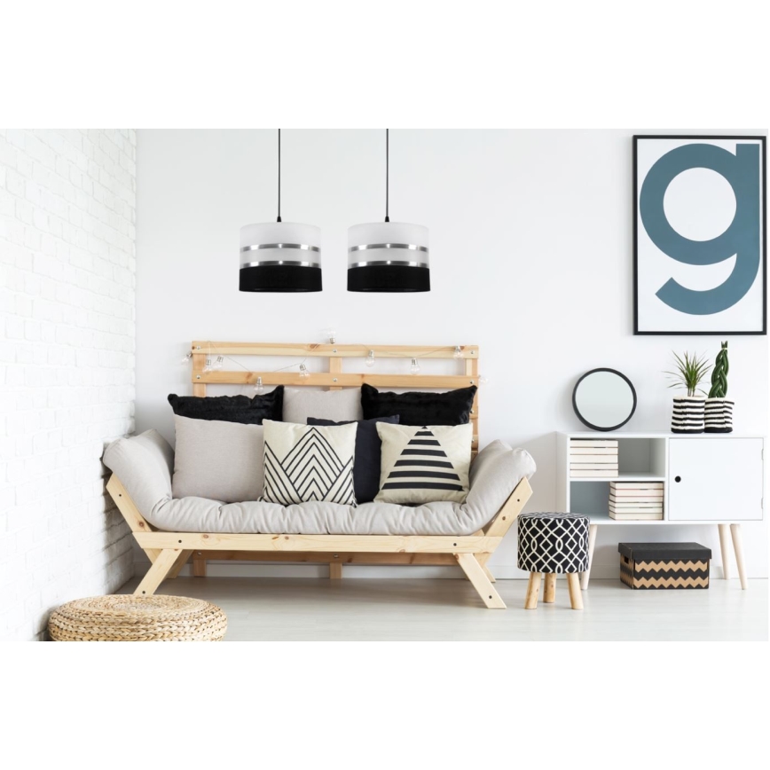 Підвісна люстра CORAL 2xE27/60W/230V чорно-білий