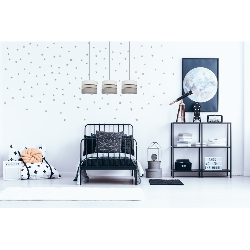 Підвісна люстра CORAL 3xE27/60W/230V білий/сірий