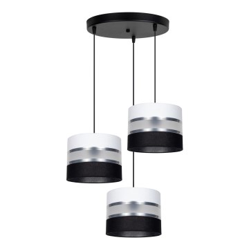 Підвісна люстра CORAL 3xE27/60W/230V чорний/білий/матовий хром діаметр 45 см