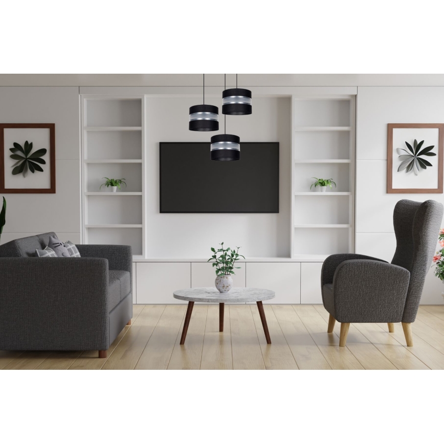 Підвісна люстра CORAL 3xE27/60W/230V чорний/матовий хром діаметр 45 см