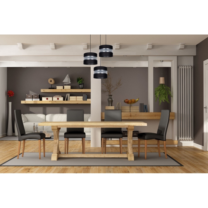 Підвісна люстра CORAL 3xE27/60W/230V чорний/матовий хром діаметр 45 см