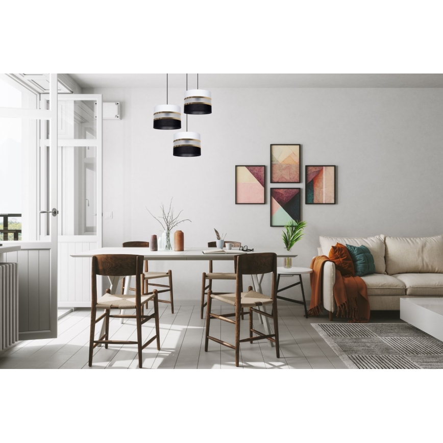 Підвісна люстра CORAL 3xE27/60W/230V чорно-білий