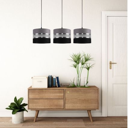 Підвісна люстра CORAL 3xE27/60W/230V чорно-сірий