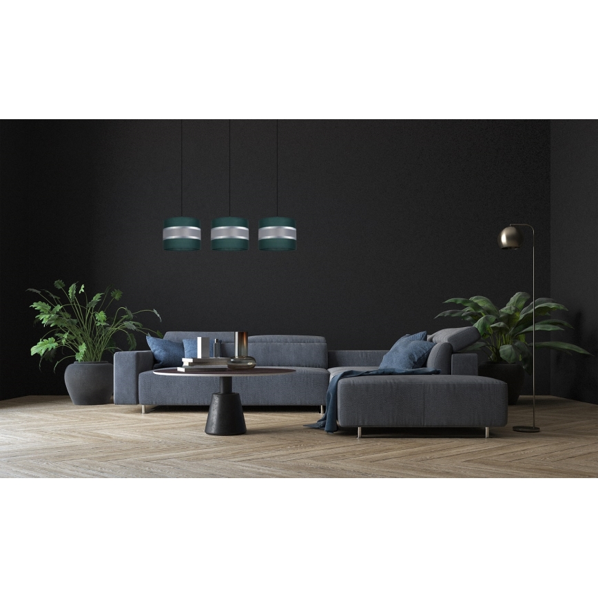 Підвісна люстра CORAL 3xE27/60W/230V зелений