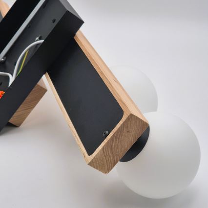 Підвісна люстра CORTINA 2xE27/15W/230V + 2xG9/5W/230V чорний/дуб