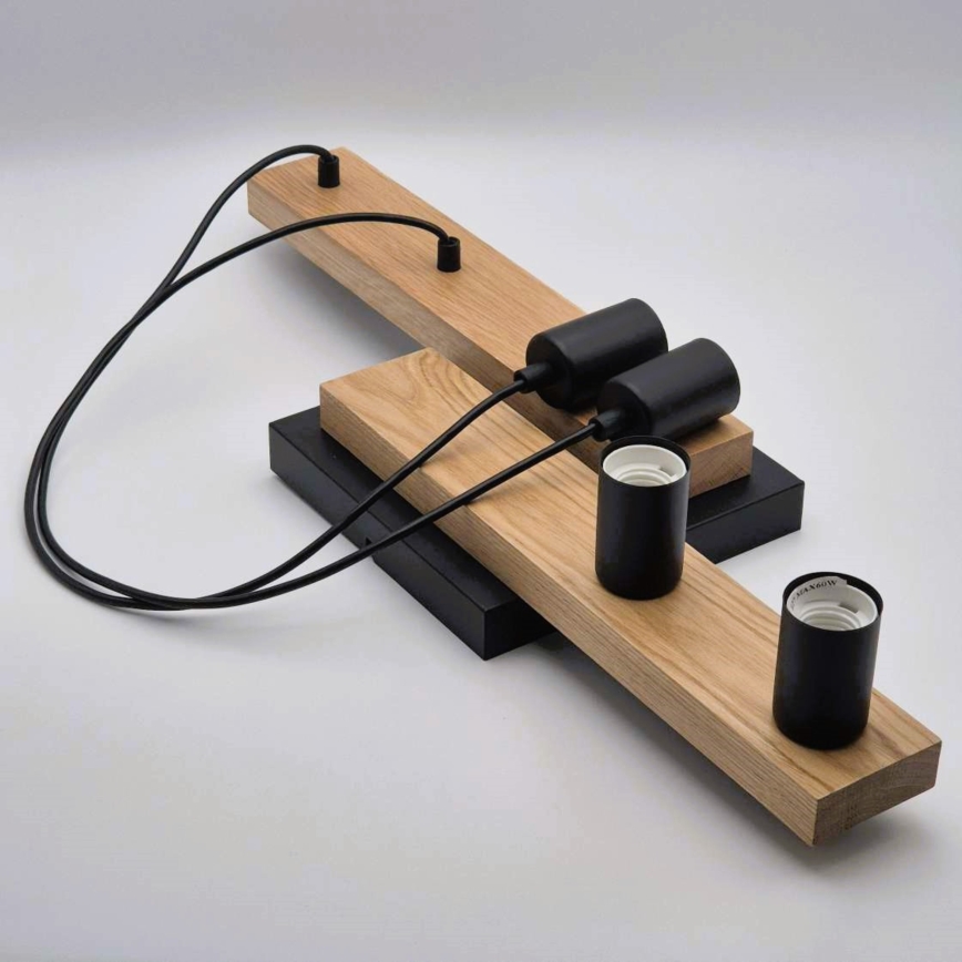 Підвісна люстра CORTINA 4xE27/15W/230V чорний/дуб