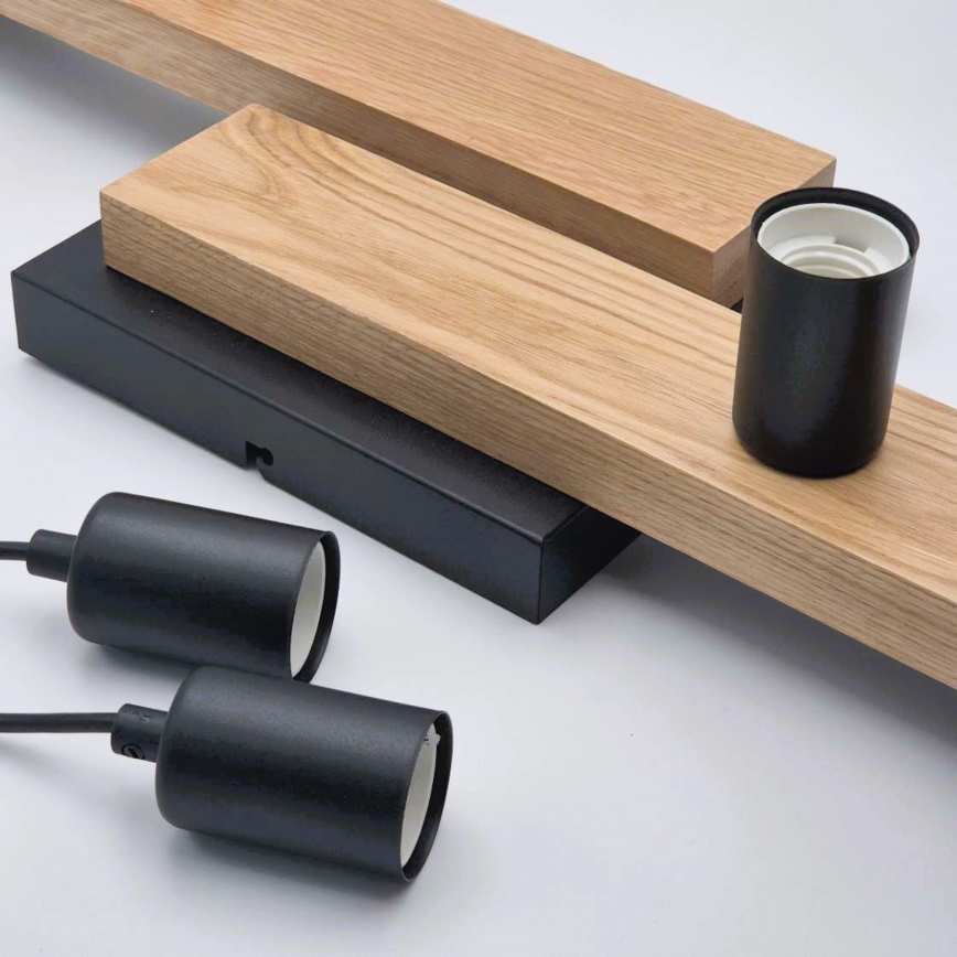 Підвісна люстра CORTINA 4xE27/15W/230V чорний/дуб