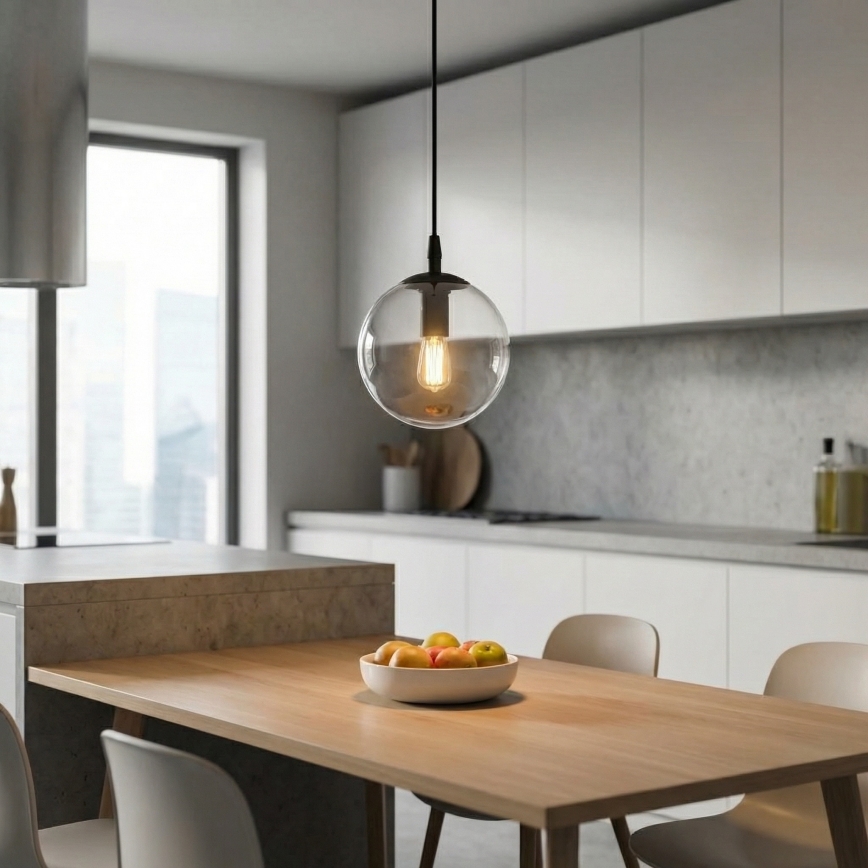 Підвісна люстра COSMO 1xE14/10W/230V діаметр 14 см чорний/прозорий