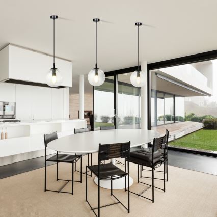 Підвісна люстра COSMO 1xE14/10W/230V діаметр 14 см чорний/прозорий