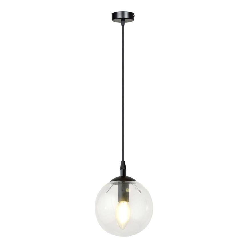 Підвісна люстра COSMO 1xE14/10W/230V діаметр 14 см чорний/прозорий