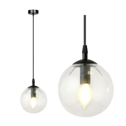 Підвісна люстра COSMO 1xE14/10W/230V діаметр 14 см чорний/прозорий