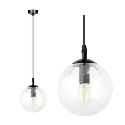 Підвісна люстра COSMO 1xE14/10W/230V діаметр 14 см чорний/прозорий