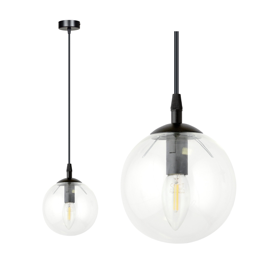 Підвісна люстра COSMO 1xE14/10W/230V діаметр 14 см чорний/прозорий
