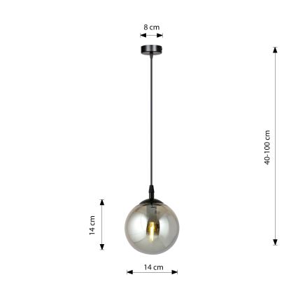 Підвісна люстра COSMO 1xE14/10W/230V діаметр 14 см чорний/сірий