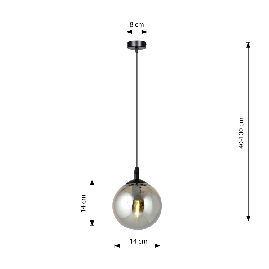 Підвісна люстра COSMO 1xE14/10W/230V діаметр 14 см чорний/сірий