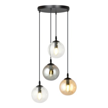 Підвісна люстра COSMO 4xE14/10W/230V діаметр 40 см чорний/сірий/бежевий/прозорий