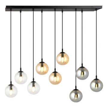 Підвісна люстра COSMO 9xE14/10W/230V чорний/сірий/бежевий/прозорий
