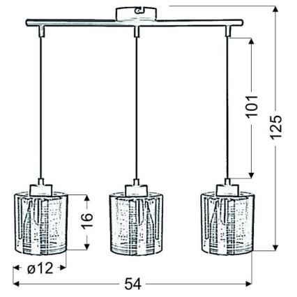 Підвісна люстра COX 3xE27/60W/230V золотий
