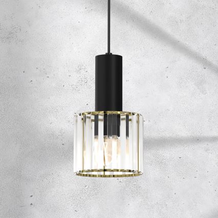 Підвісна люстра CRISTAL 1xE27/60W/230V чорний