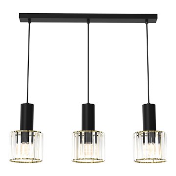 Підвісна люстра CRISTAL 3xE27/60W/230V чорний