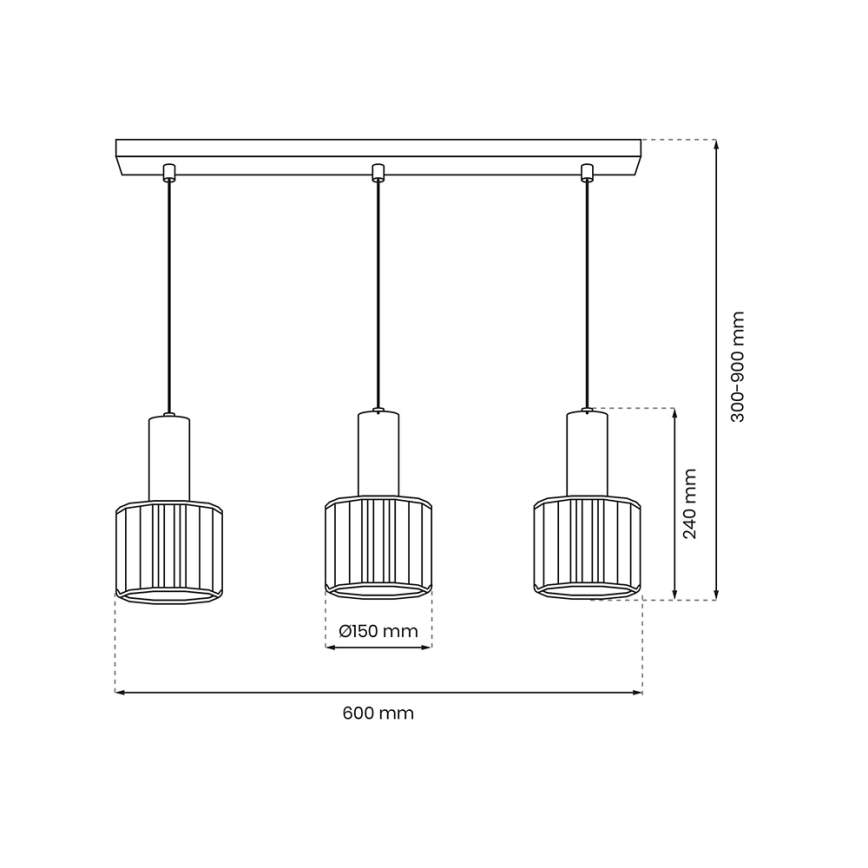 Підвісна люстра CRISTAL 3xE27/60W/230V чорний