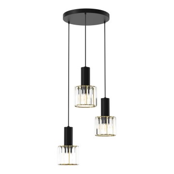 Підвісна люстра CRISTAL 3xE27/60W/230V чорний